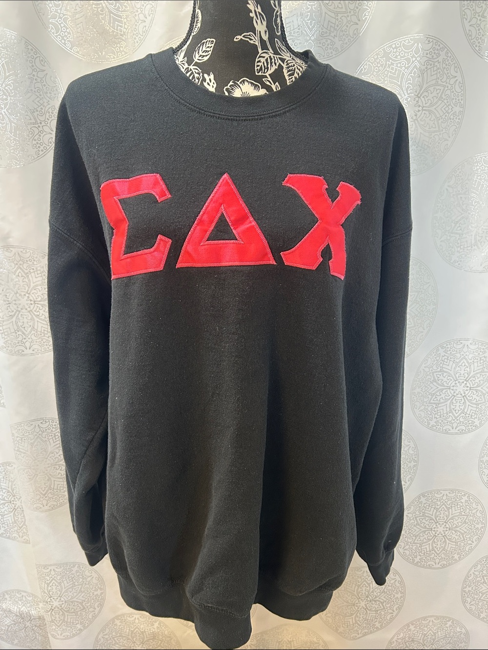 Sigma Delta Chi Sorority Black Crewneck Sweatshirt Pink Letters Women XL